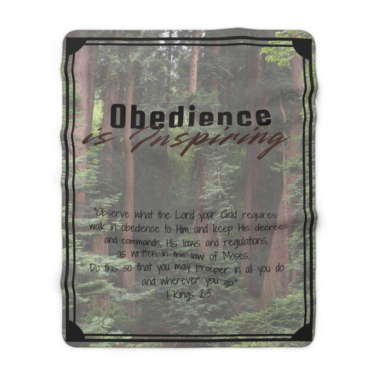 "Obedience Is Inspiring" Sherpa Fleece Blanket: Cozy Throw for Him