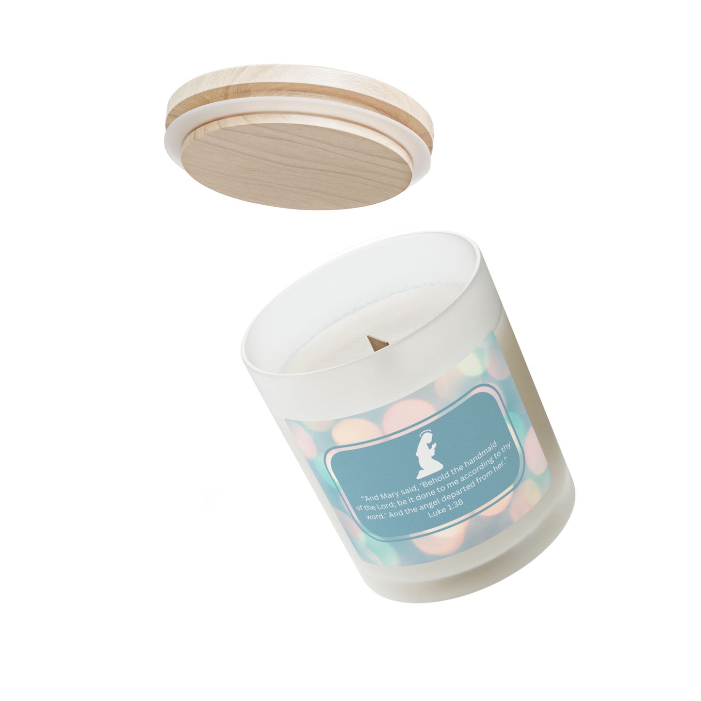 "Reflections on Obedience - The Blessed Virgin Mary" Frosted Glass Candle for Christmas and the Holidays