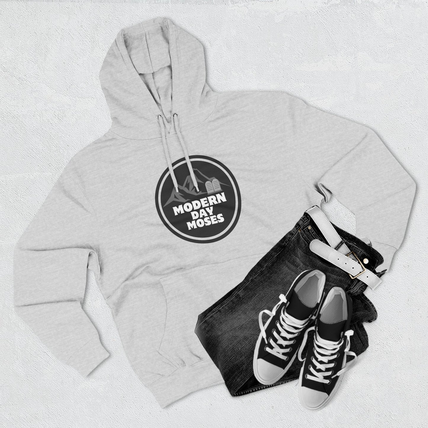 Men's Inspirational Fleece Hoodie from Modern Day Moses featuring the Ten Commandments