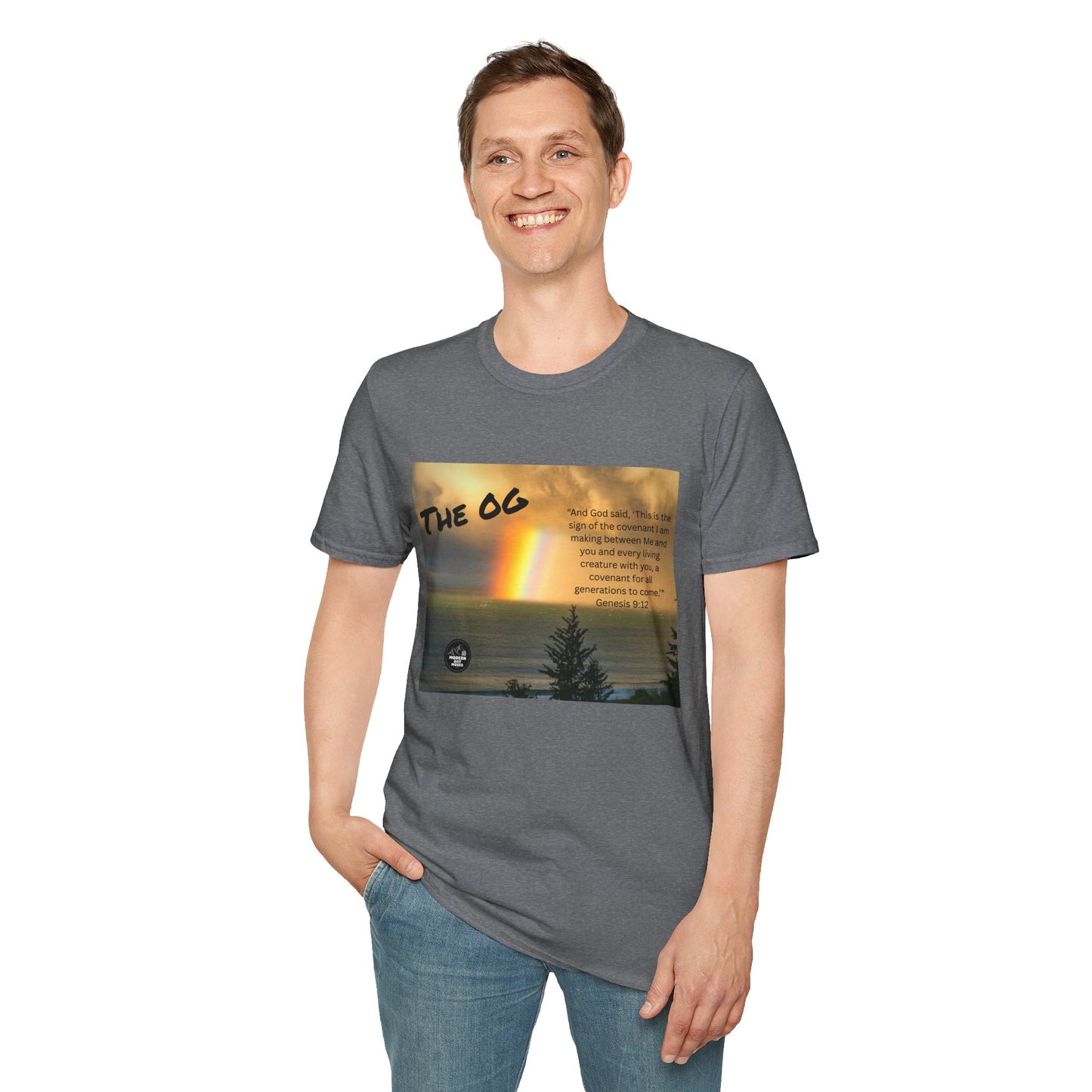 "The OG" Rainbow: The Symbol of God's Covenant with Us - Men's Inspirational Tee featuring verse from Genesis 9:12