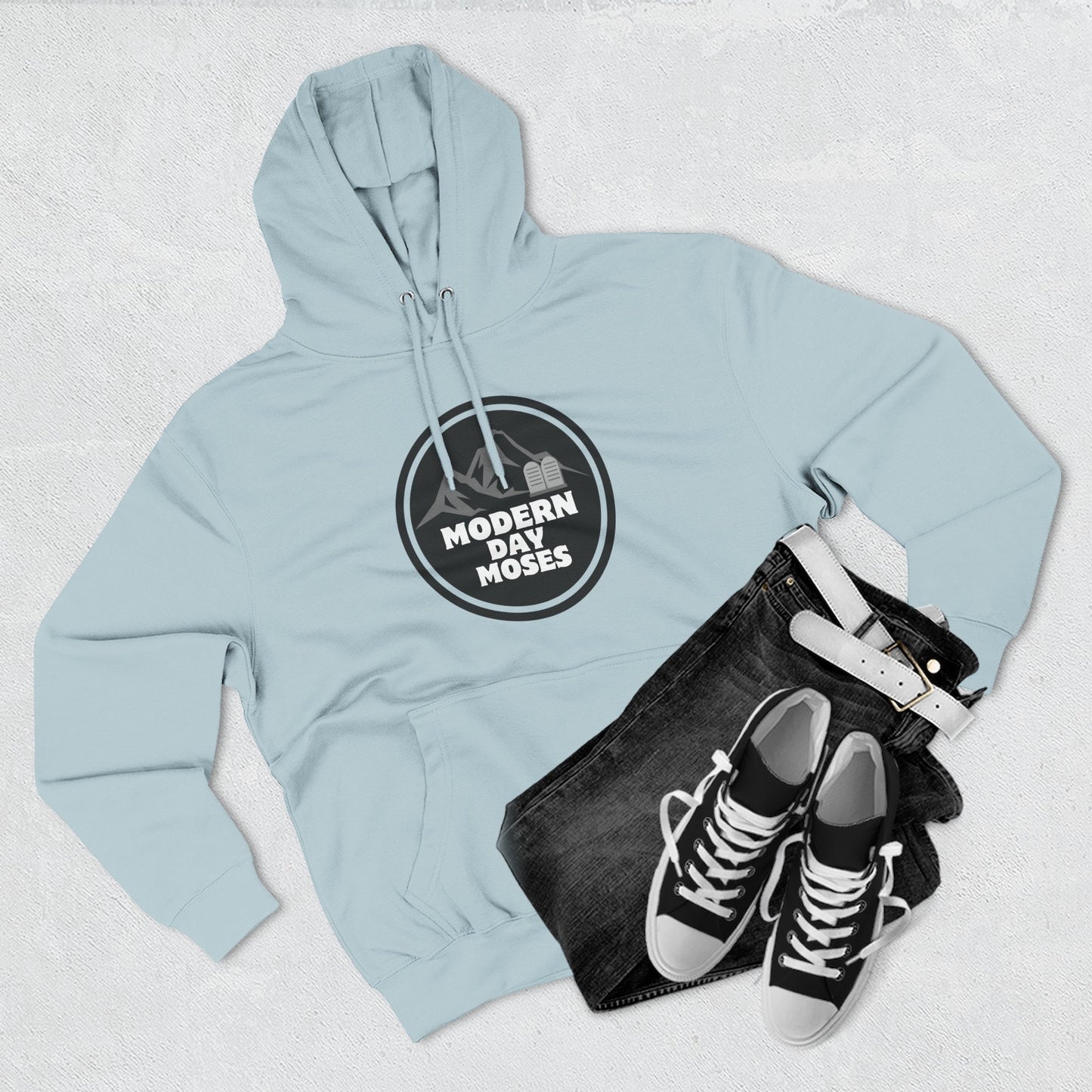 Men's Inspirational Fleece Hoodie from Modern Day Moses featuring the Ten Commandments