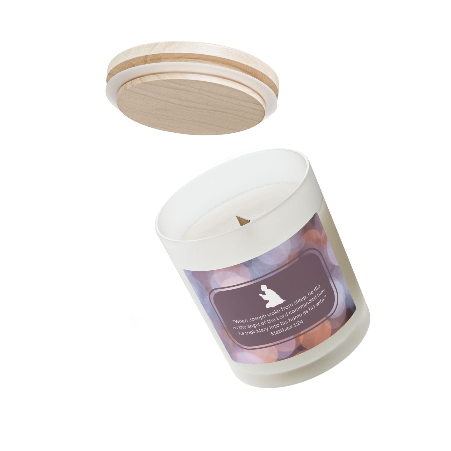 "Obedience of St. Joseph" Frosted Glass Candle for the Holidays