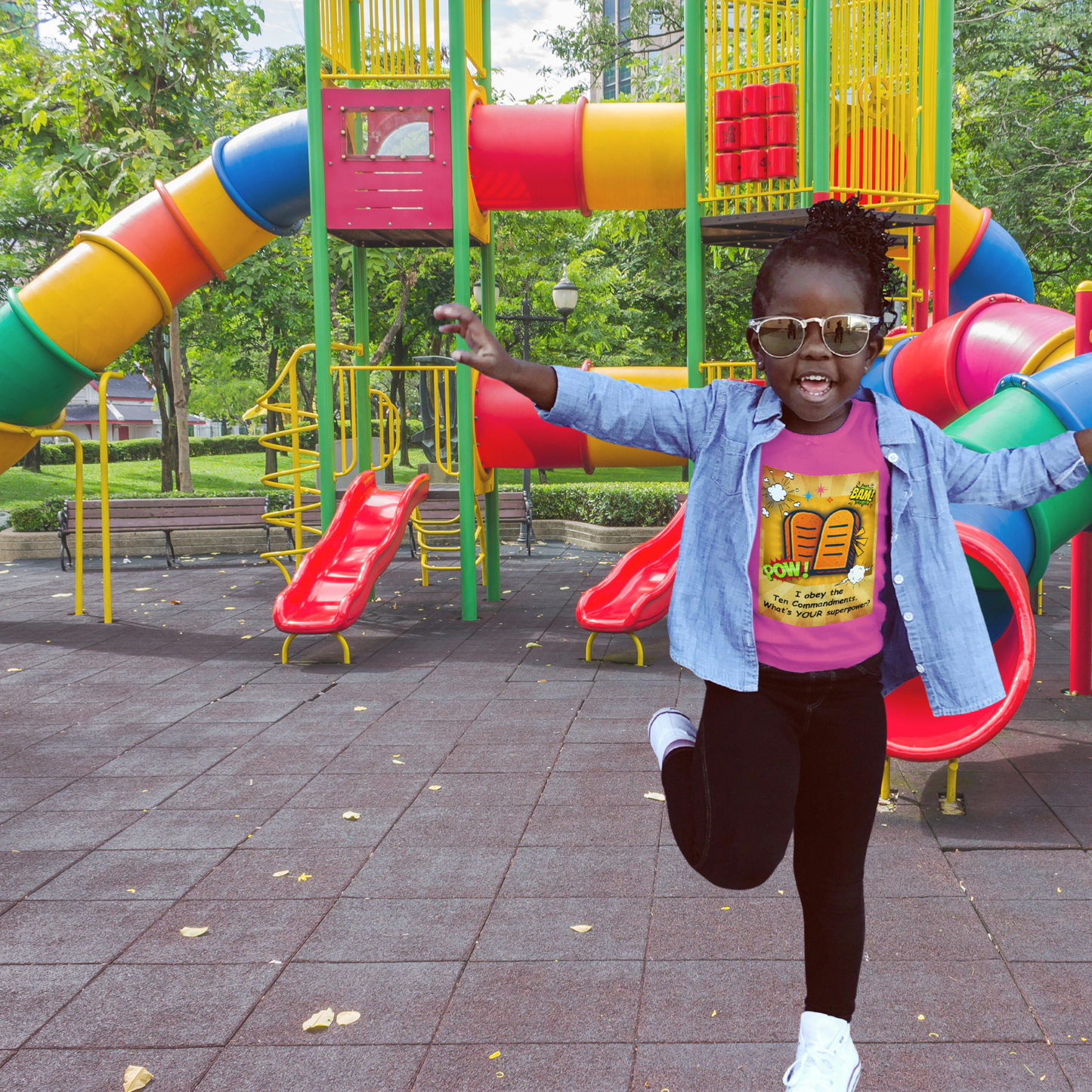"I obey the Ten Commandments. What's YOUR superpower?" Youth Long Sleeve Playful Tee for Boys and Girls
