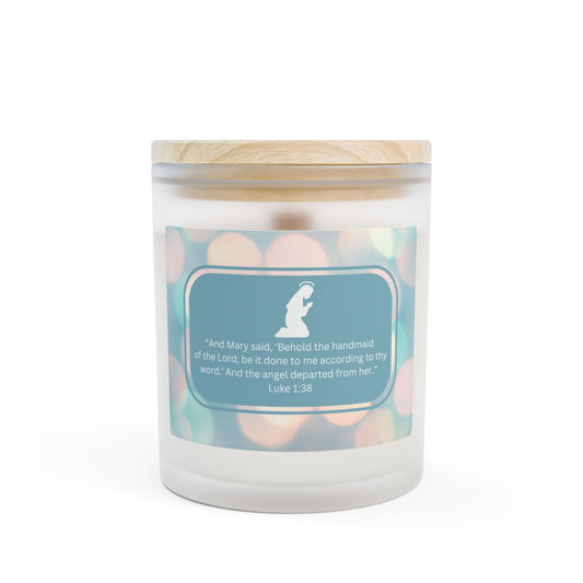 "Reflections on Obedience - The Blessed Virgin Mary" Frosted Glass Candle for Christmas and the Holidays