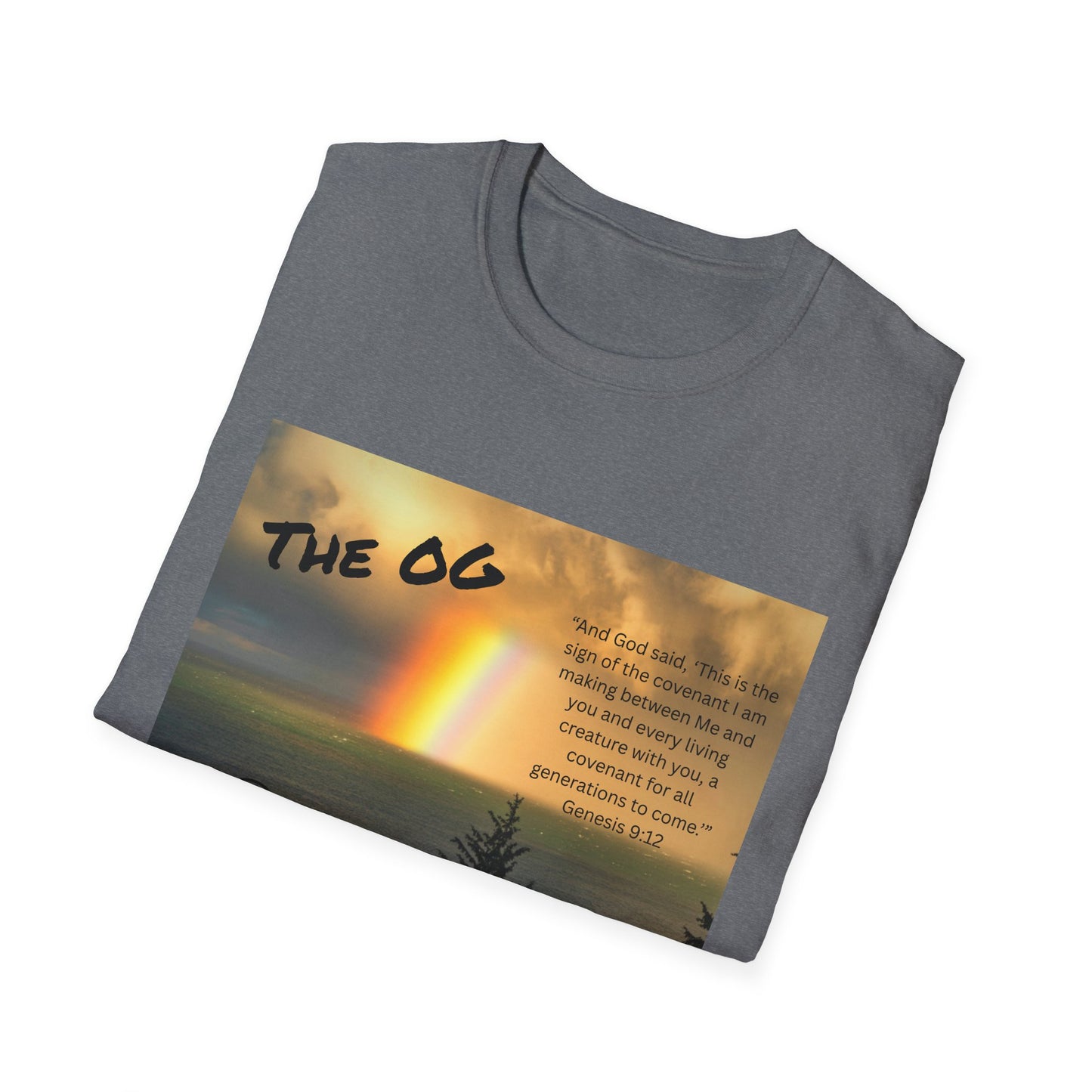 "The OG" Rainbow: The Symbol of God's Covenant with Us - Men's Inspirational Tee featuring verse from Genesis 9:12