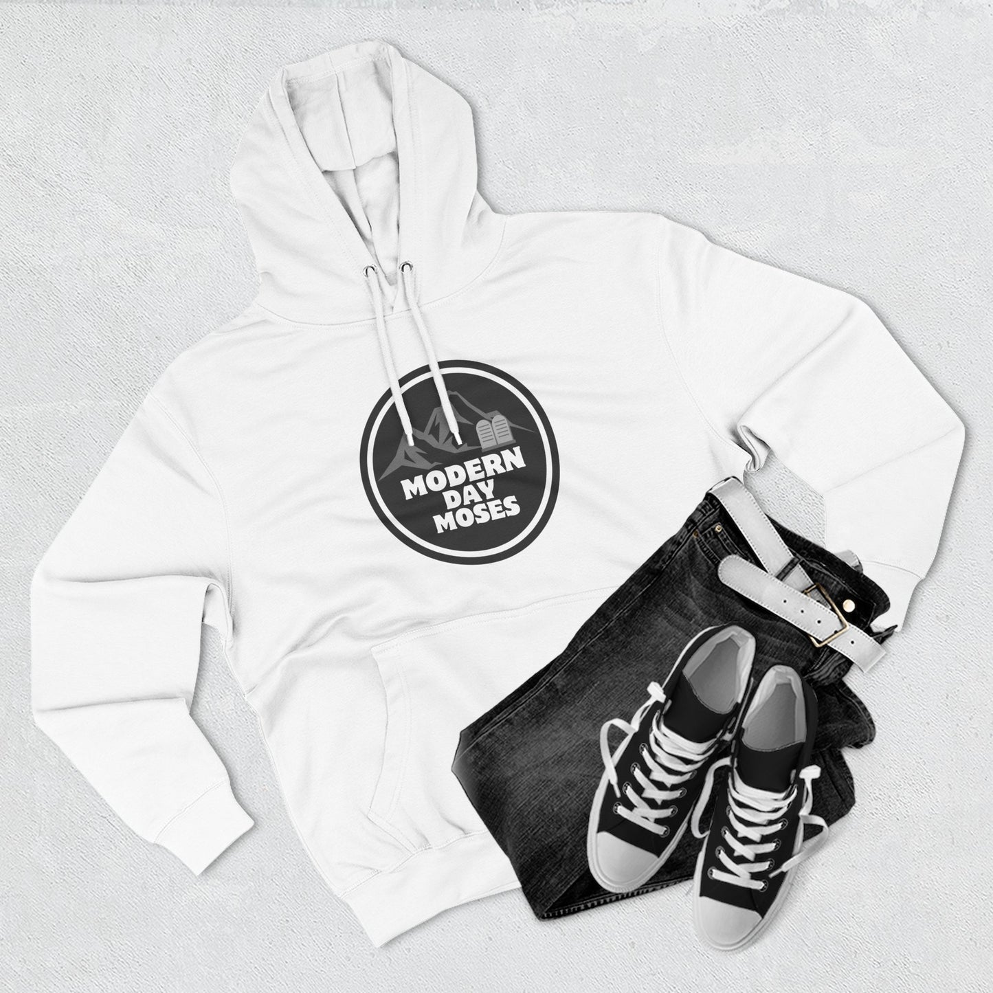 Men's Inspirational Fleece Hoodie from Modern Day Moses featuring the Ten Commandments
