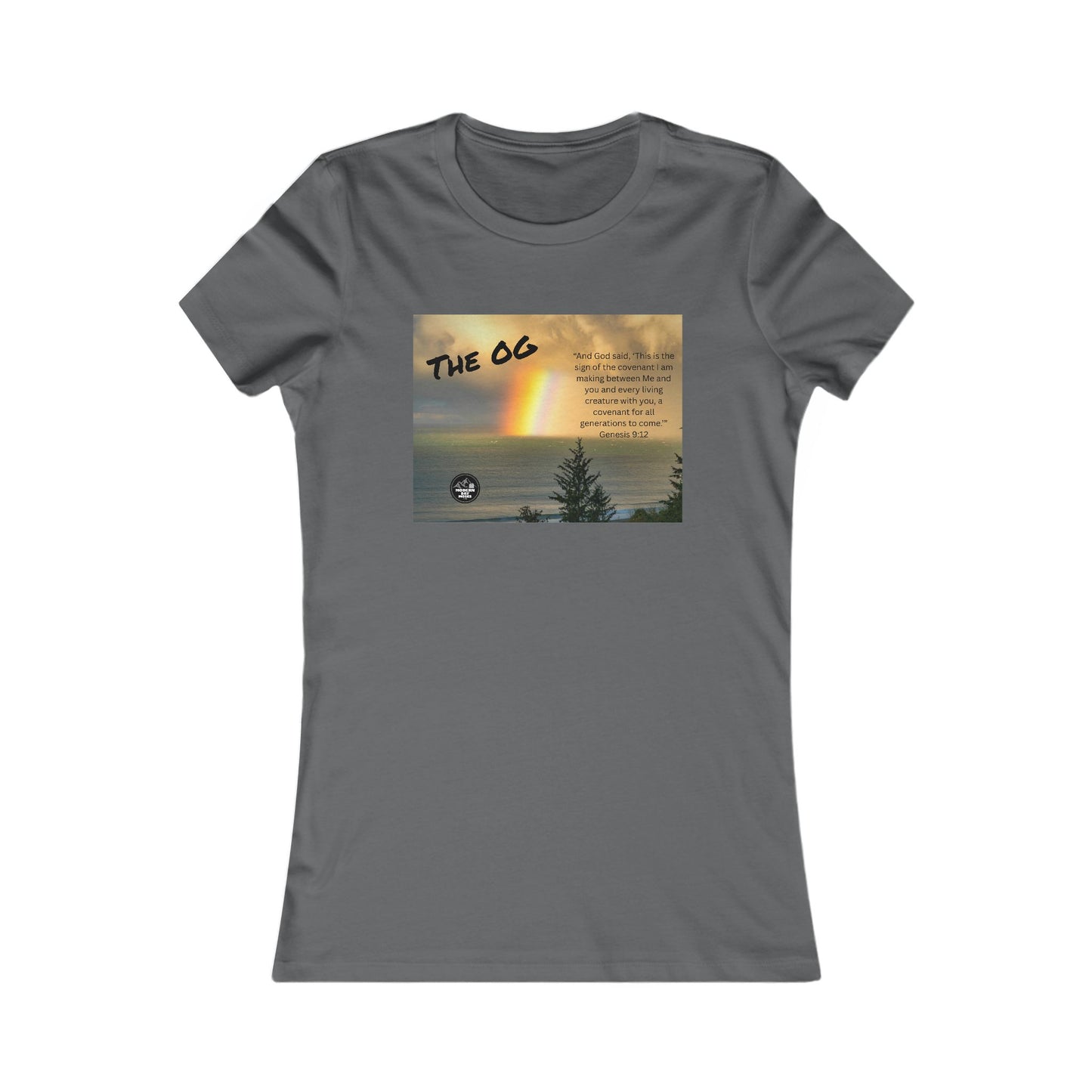 "The OG" Rainbow: The Symbol of God's Covenant with Us - Women's Inspirational Tee featuring verse from Genesis 9:12