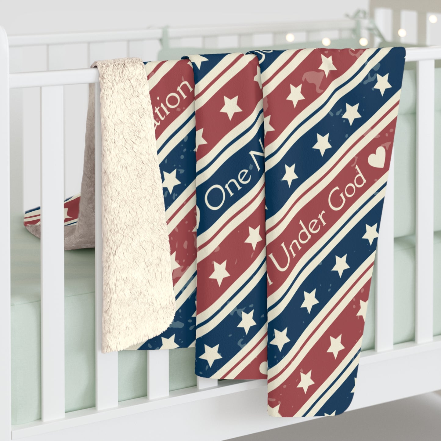 One Nation Under God Patriotic Sherpa Blanket