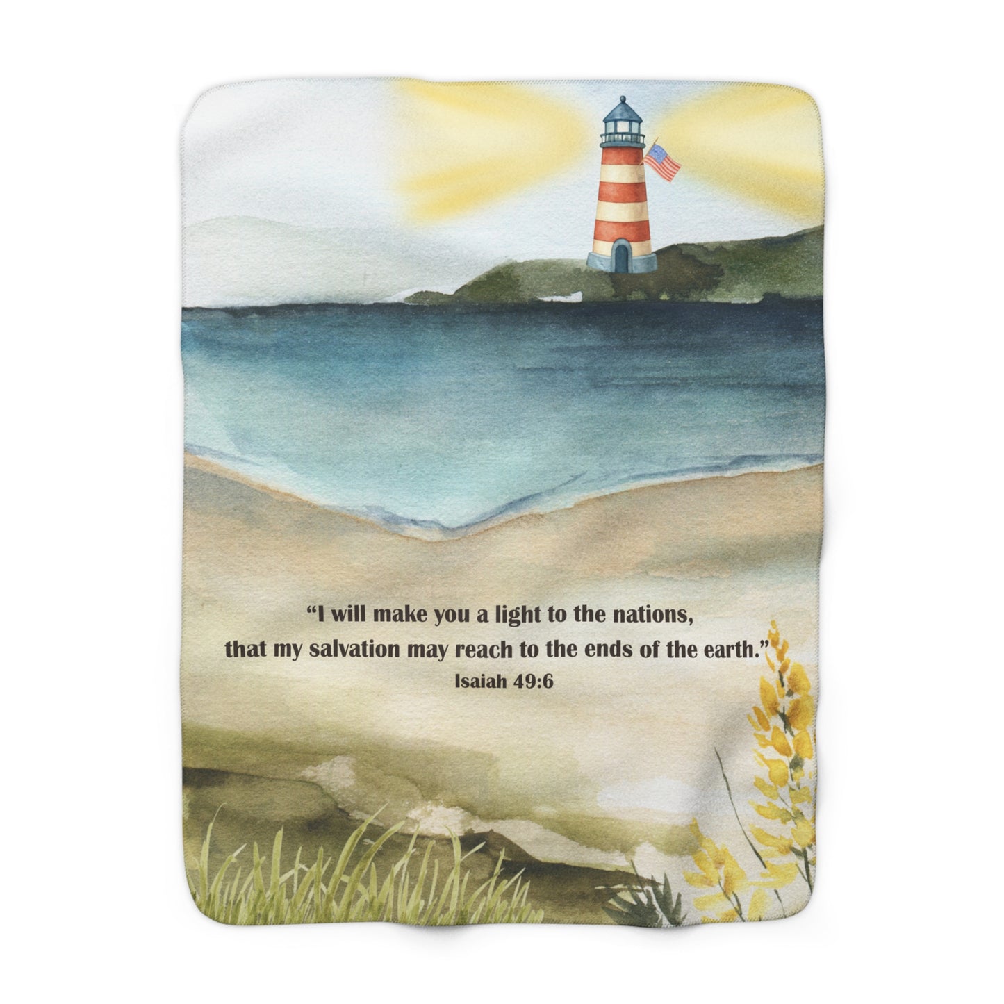 Isaiah 49:6 Sherpa Blanket – Coastal Lighthouse Scripture Throw