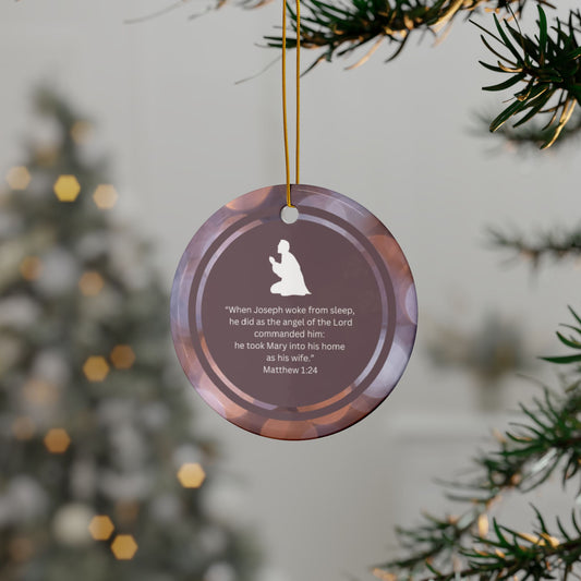 "Reflections on Obedience - St. Joseph" Inspirational Ceramic Christmas Ornament