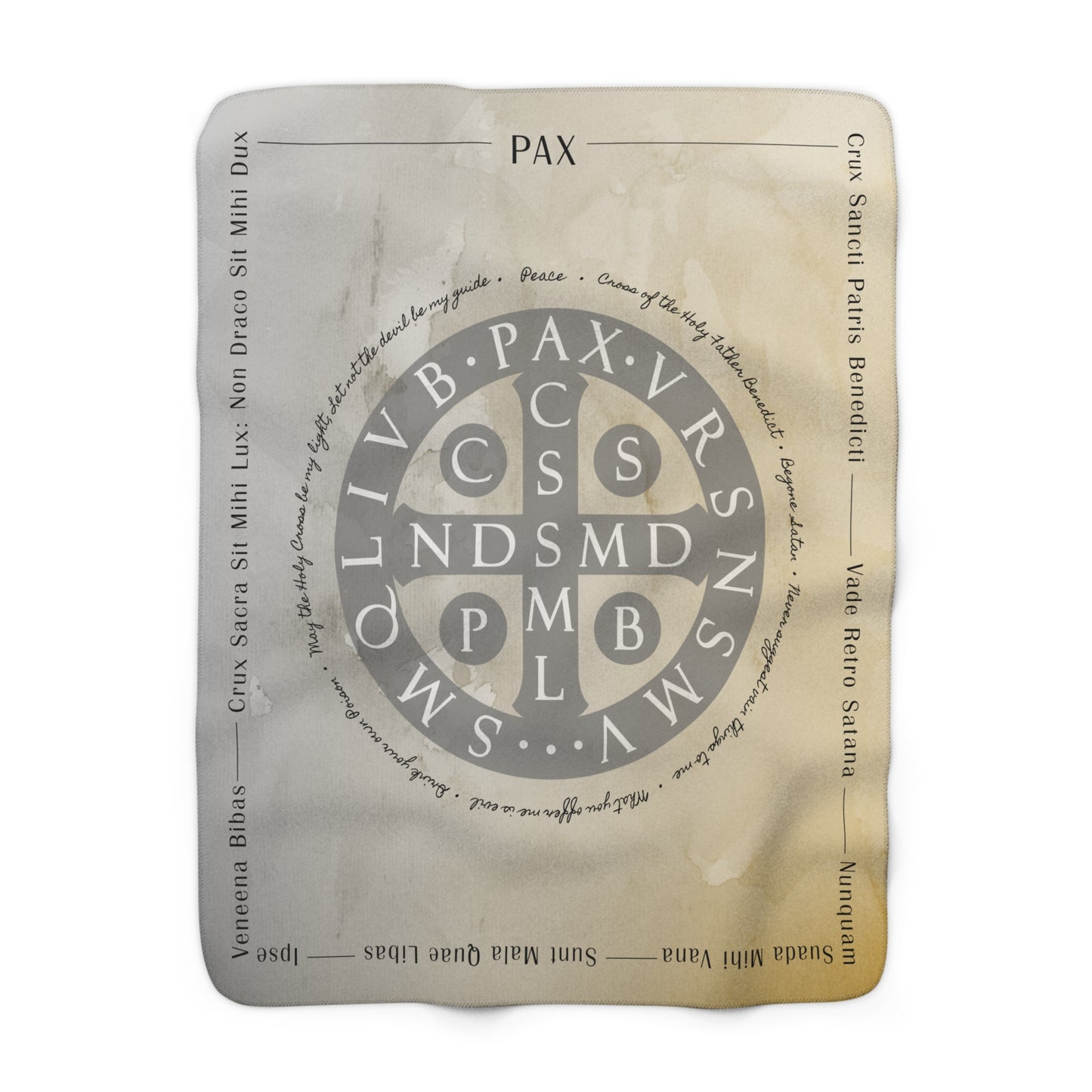 St. Benedict Medal Sherpa Blanket – Catholic Protection Prayer Throw