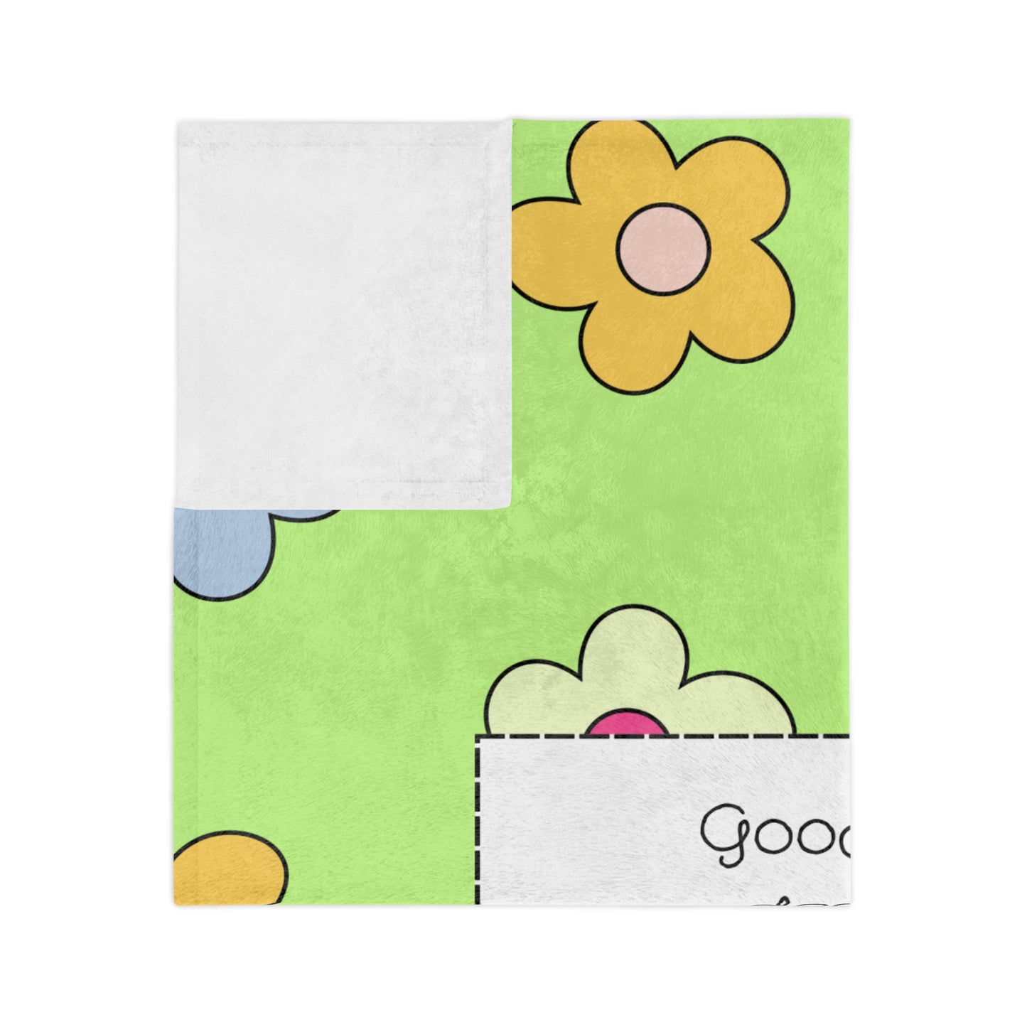 Good Morning, Dear Jesus! Girls’ Velveteen Blanket – Bright Green Floral Scripture Throw