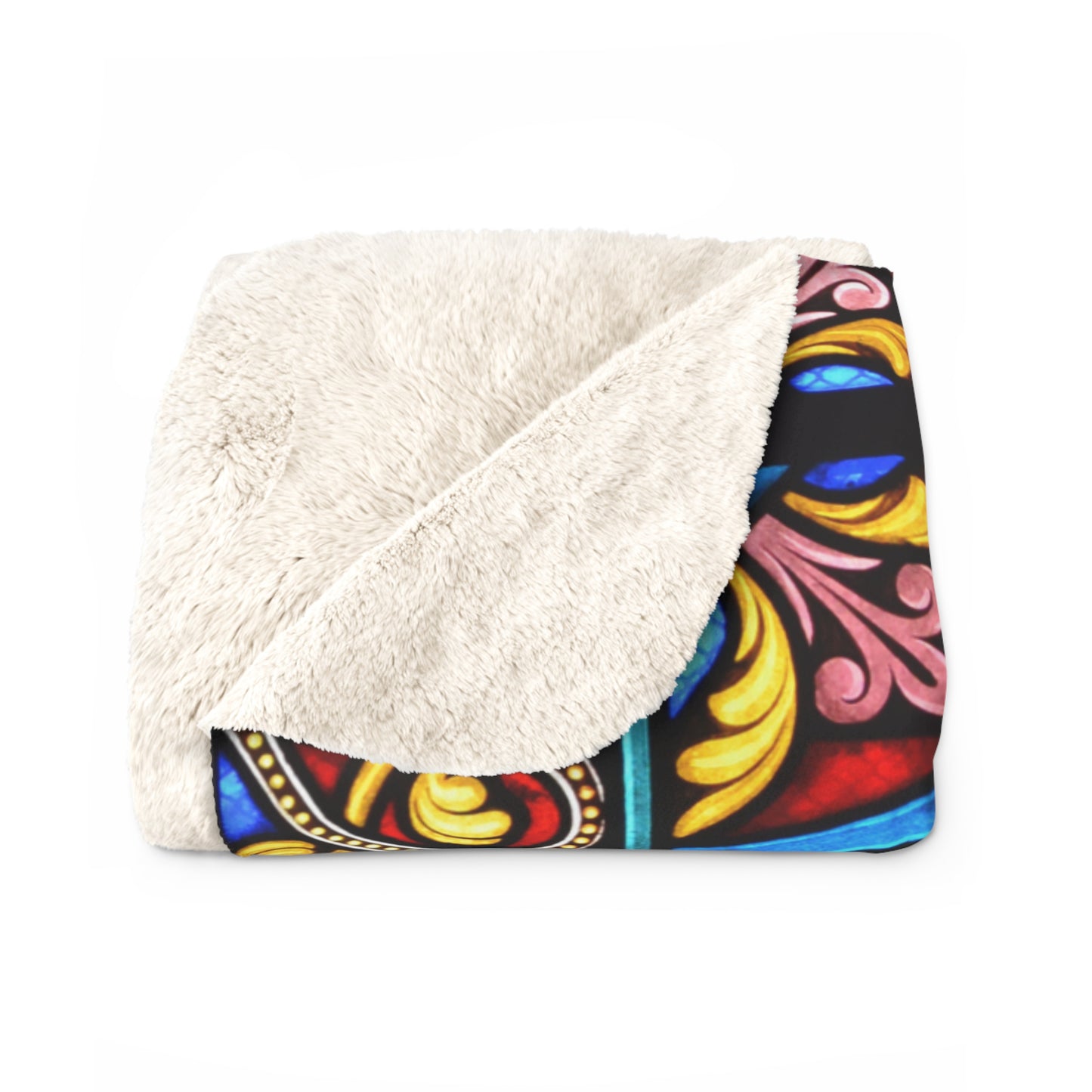 Nativity Stained Glass Sherpa Blanket — Cozy Christmas Nativity Throw