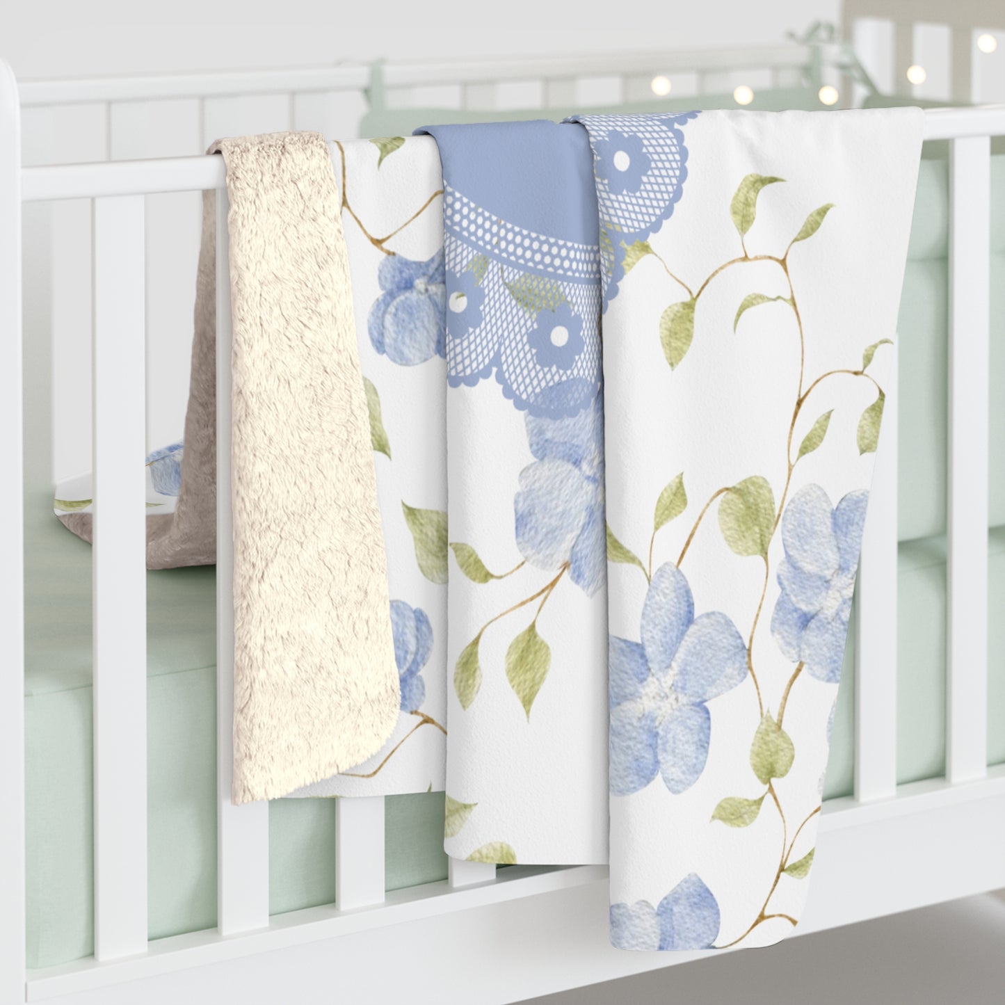 Jeremiah 1:5 Sherpa Blanket – “Before I Formed You” Scripture Throw with Pastel Blue Florals