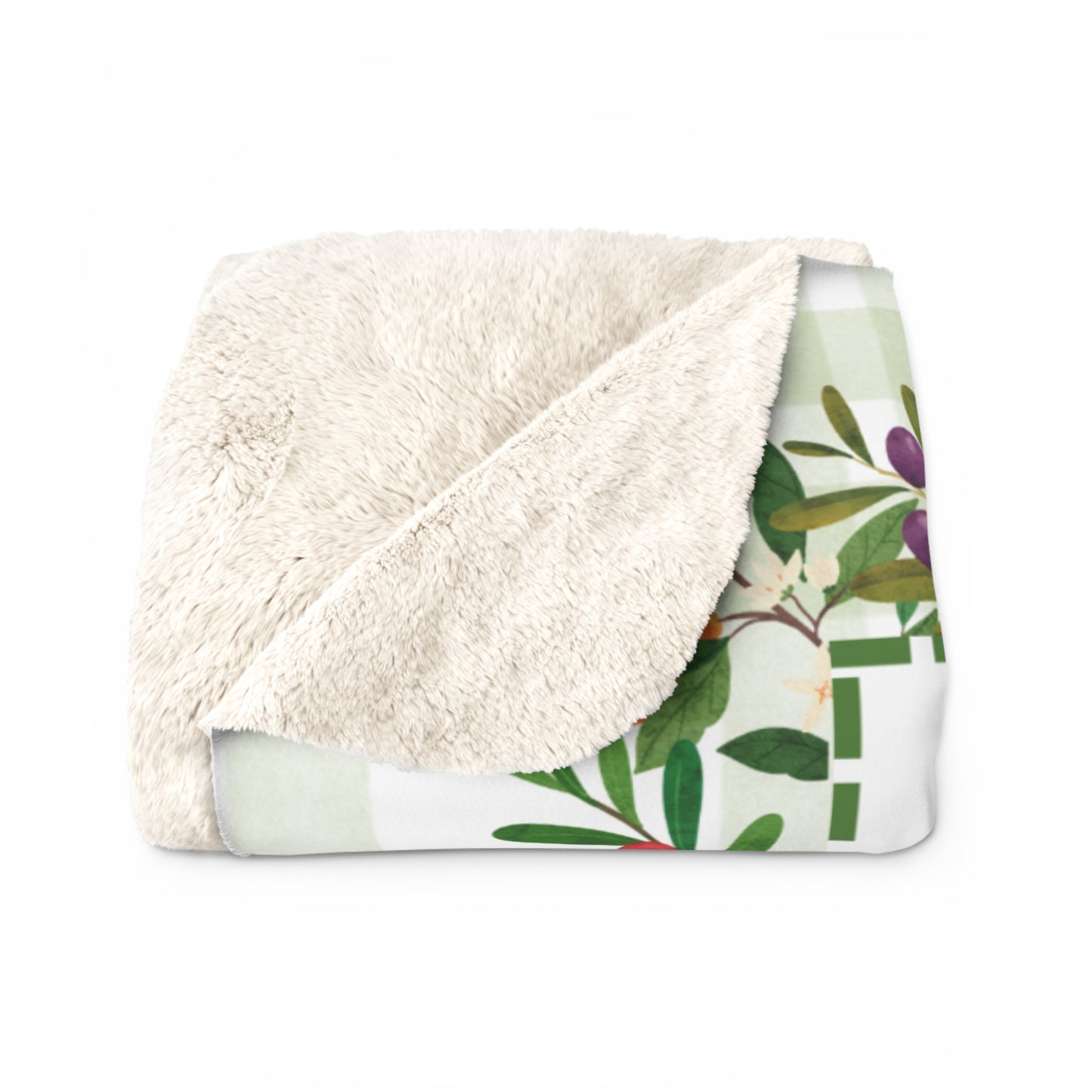 Fruit of the Spirit Sherpa Blanket – Galatians 5:22 Pastel Gingham Scripture Throw