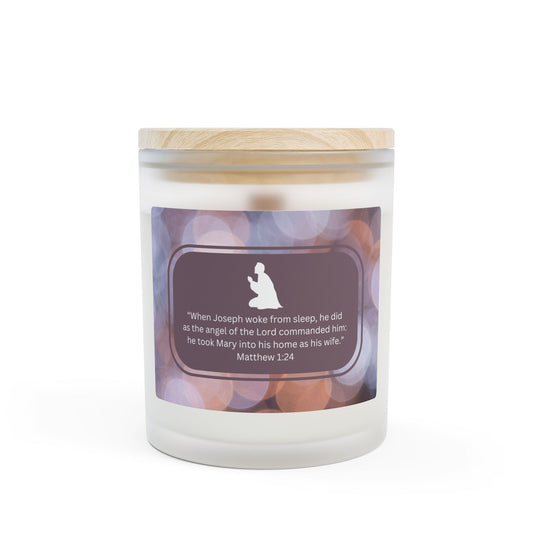 "Obedience of St. Joseph" Frosted Glass Candle for the Holidays