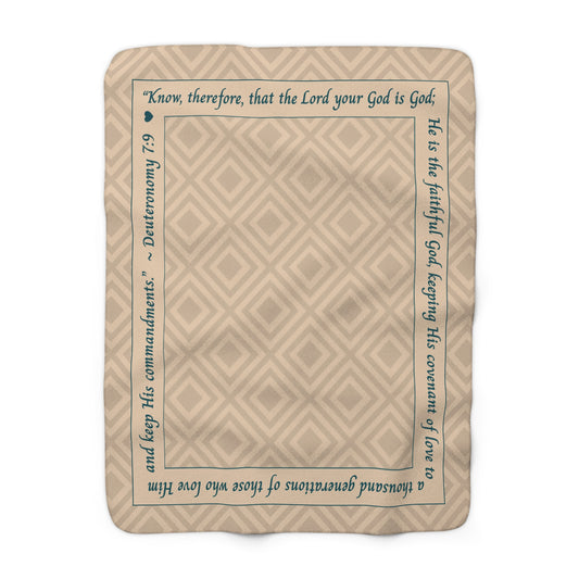Cozy Scripture Sherpa Fleece Blanket — Deuteronomy 7:9