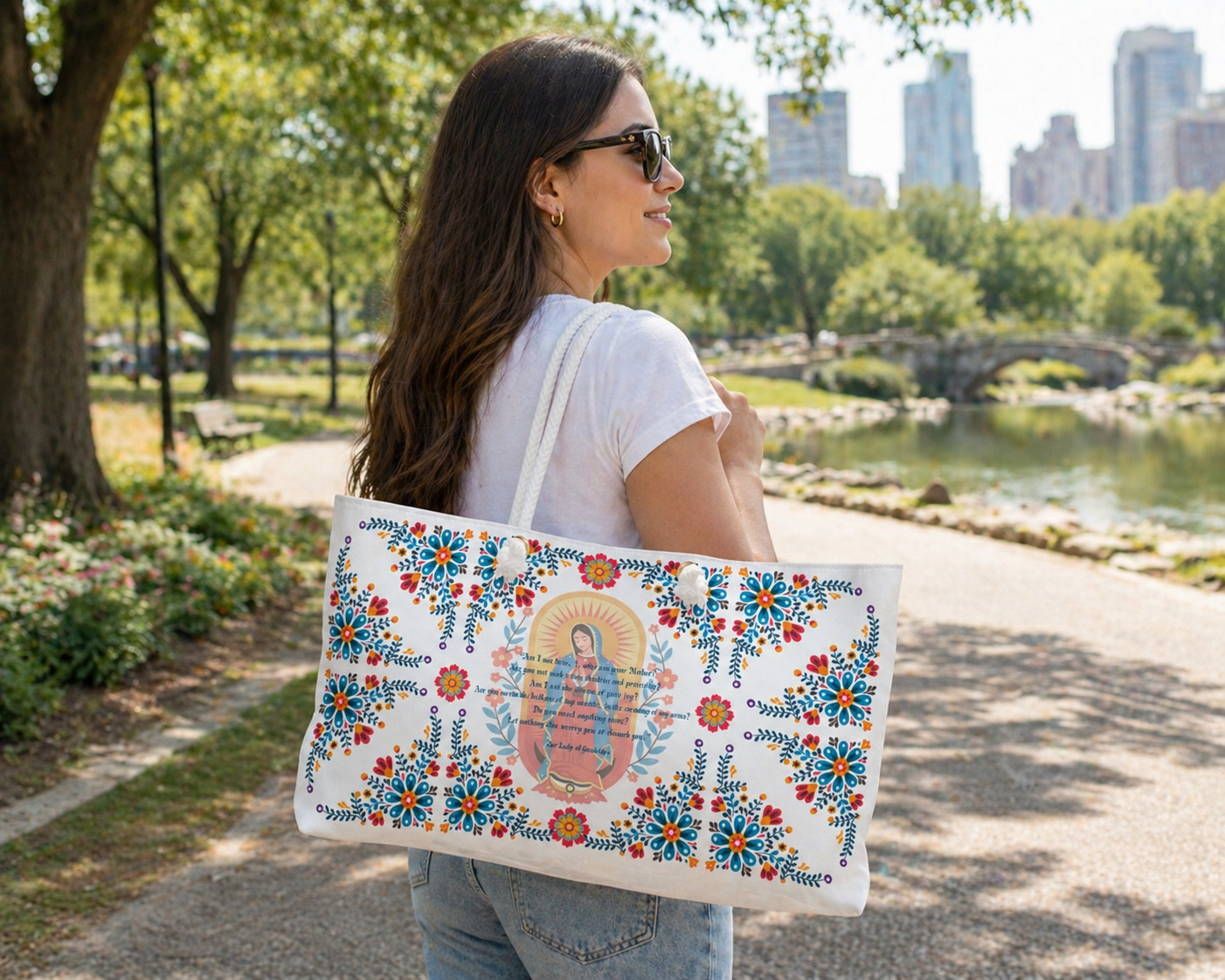 Our Lady of Guadalupe Floral Weekender Bag – Mexican Folk Art Travel Tote