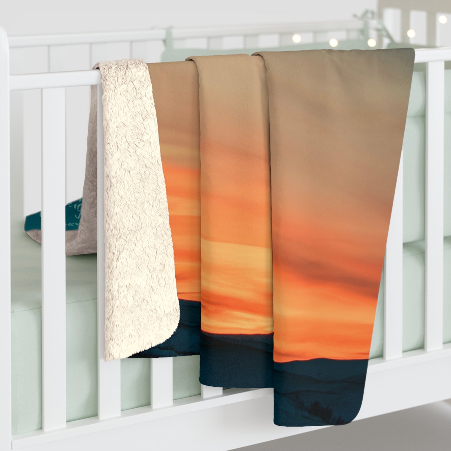 Sunset Landscape Sherpa Blanket with Inspirational Einstein Quote — Wonder of Creation Cozy Fleece Throw