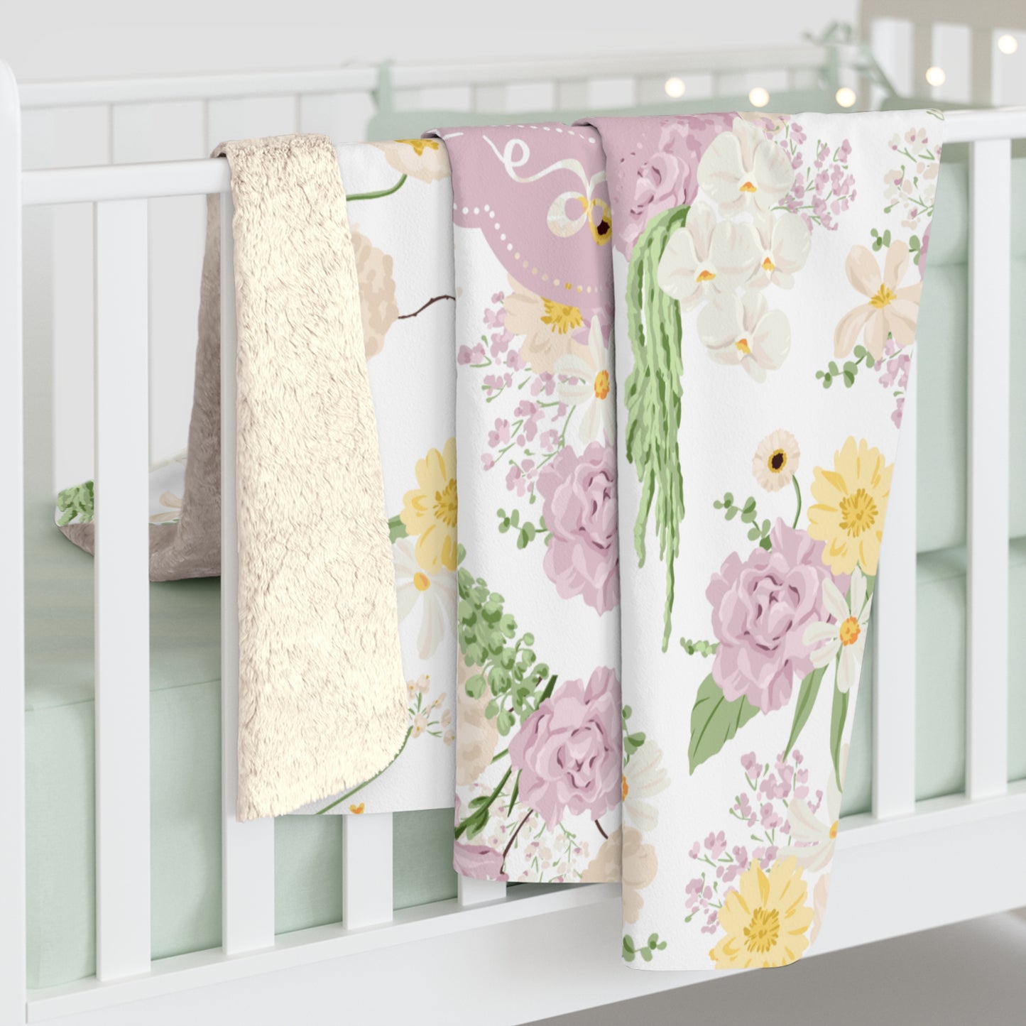 “As for Me and My House” Sherpa Blanket – Pastel Floral Scripture Throw (Joshua 24:15)