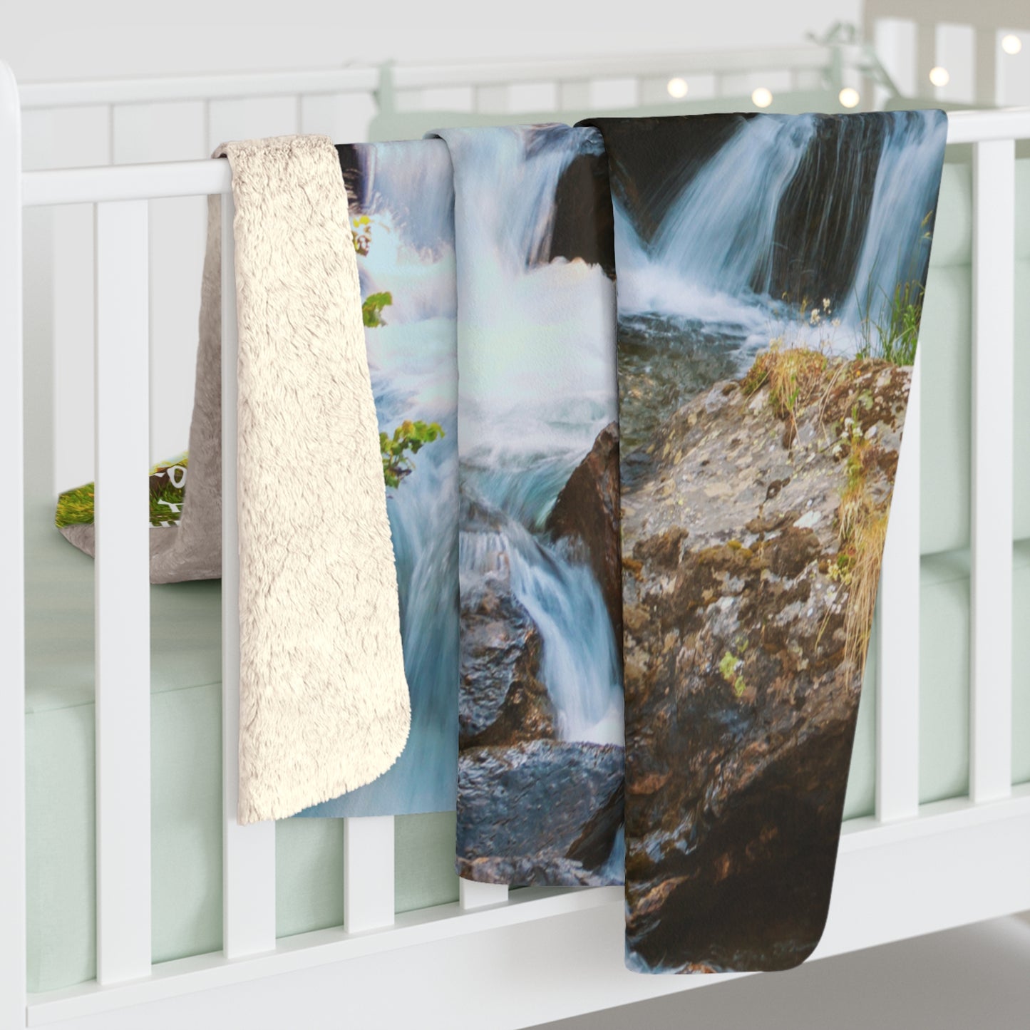 Inspirational Waterfall Sherpa Blanket — St. Francis Prayer Fleece Throw