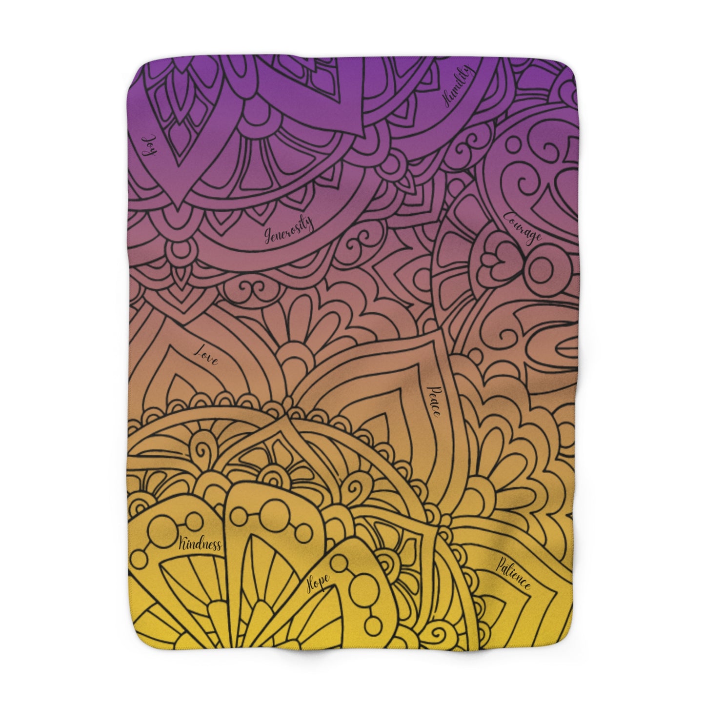 Beautiful Virtues Sherpa Blanket – Cozy Inspirational Throw with Mandala Design