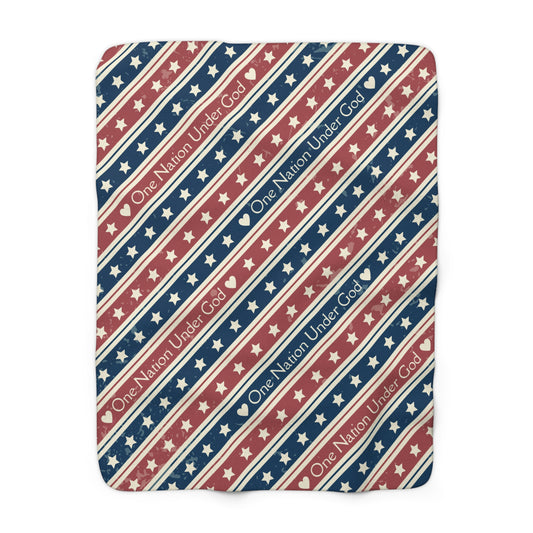 One Nation Under God Patriotic Sherpa Blanket