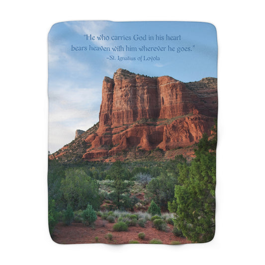 Sedona Red Rock Sherpa Blanket — St. Ignatius of Loyola Quote Inspirational Fleece Throw