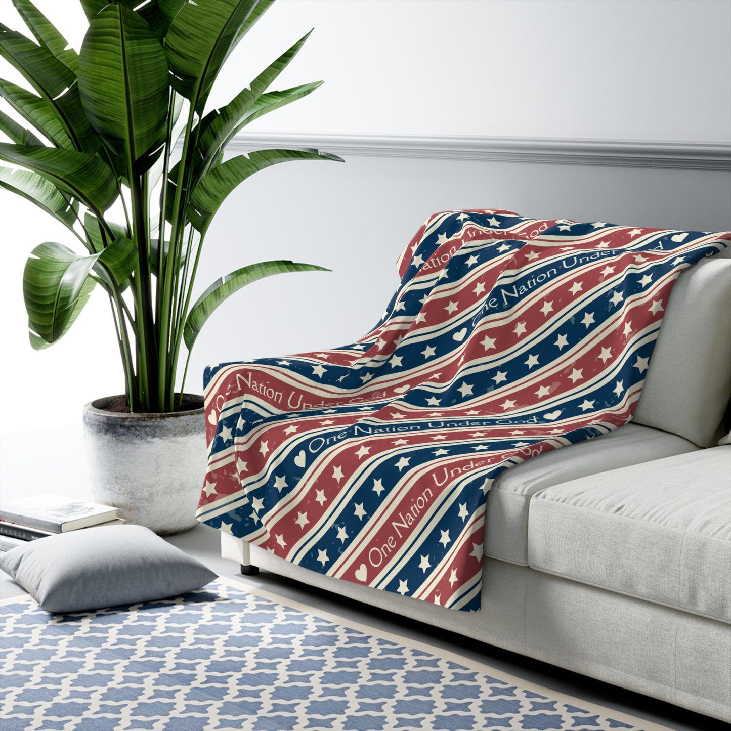 One Nation Under God Patriotic Sherpa Blanket