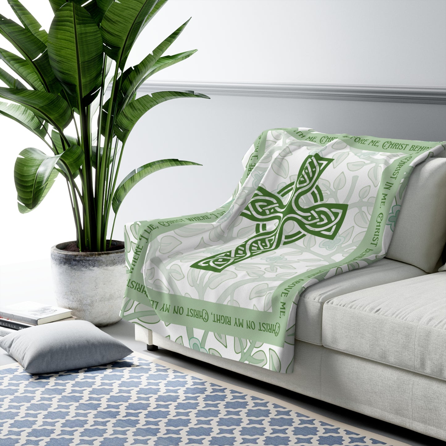 St. Patrick’s Breastplate Sherpa Blanket – Celtic Cross Christian Prayer Throw